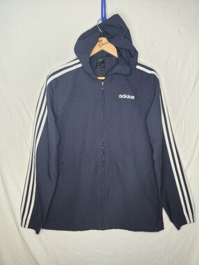 Adidas Ladies Navy Windreaker With Hood Size Small